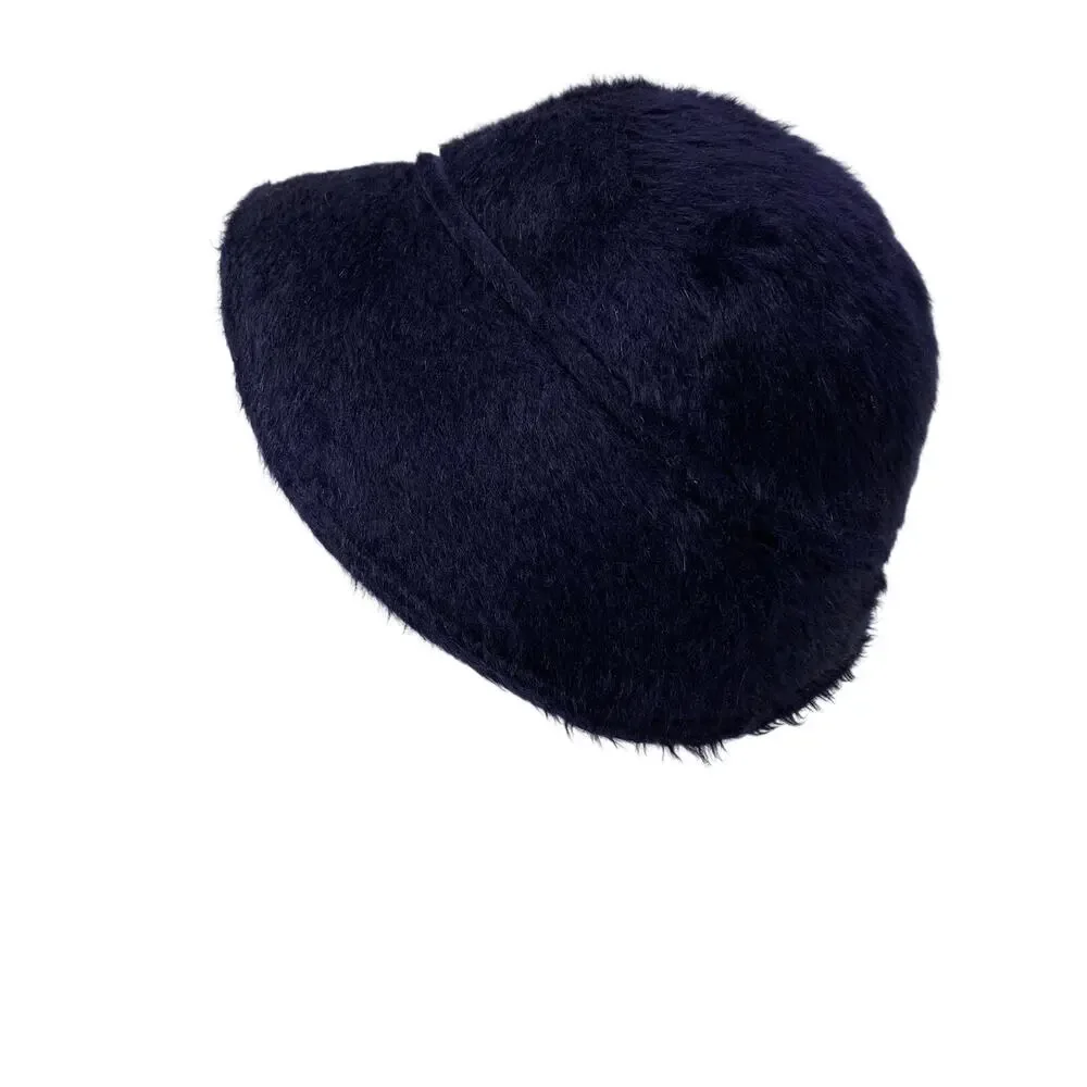 Vintage Bullock’s Sportswear Fuzzy Cloche Hat Navy Blue Felt Women’s